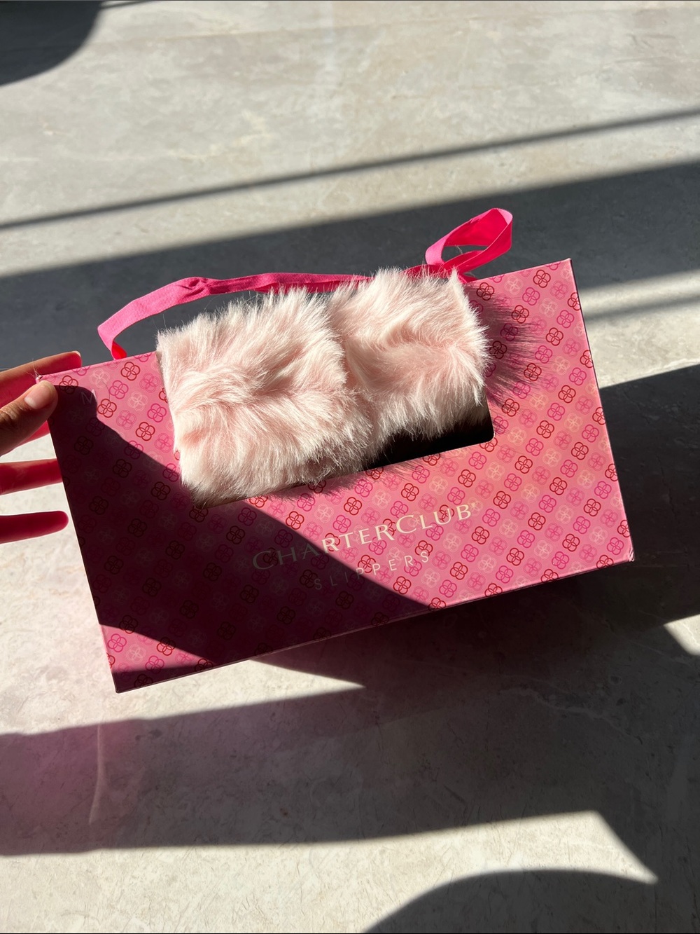Charter Club Blush Pink Fur Slippers - Size Medium 6.5-7.5